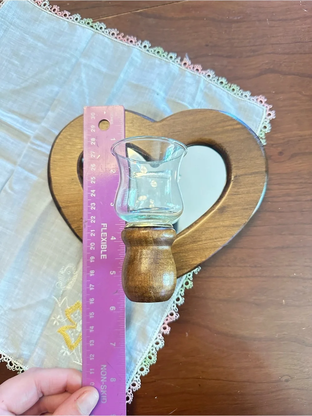 Rustic Heart Wall Sconce Mirror Wood Candle Holder Cottage Decor